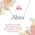 Collar con nombre Alicia en acero inoxidable plateado resistente al agua joya auténtica regalo para mujer transparente.