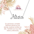 Collar con nombre Alicia en acero inoxidable plateado resistente al agua joya auténtica regalo para mujer transparente.