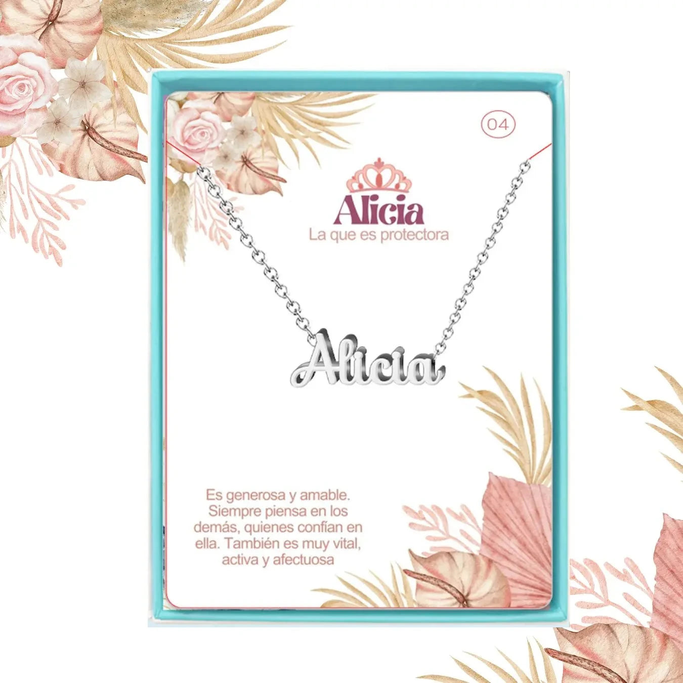 Collar Edición Nombre "alicia" - Acero Tono Plateado acabado
