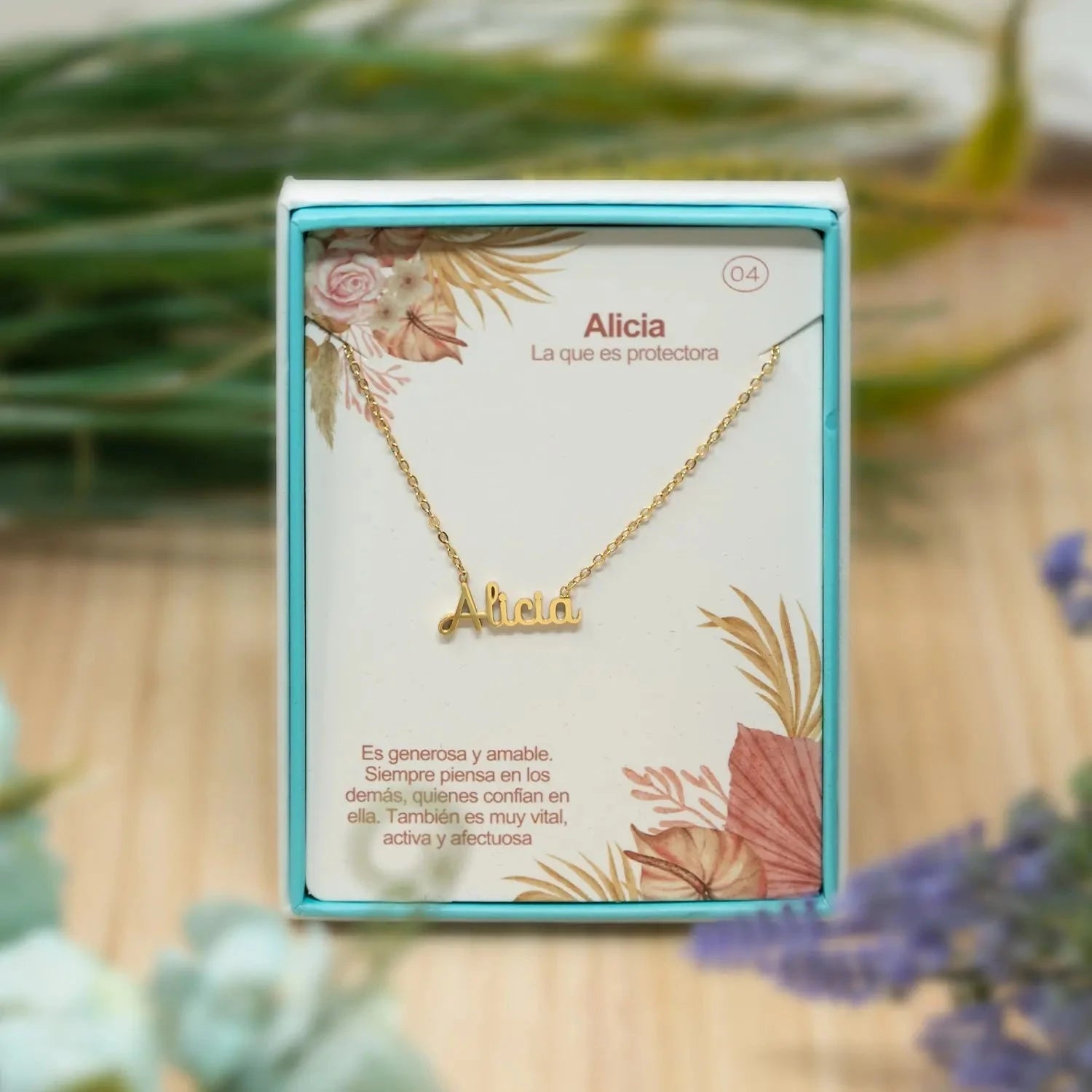 Collar Edición Nombre "alicia" - Nobleza Y Verdad Bañada en Oro 14K detalle