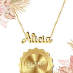 Collar Edición Nombre "alicia" - Nobleza Y Verdad Bañada en Oro 14K textura