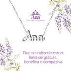 Collar con nombre Ana en acero inoxidable plateado resistente al agua joya minimalista regalo para mujer auténtica.