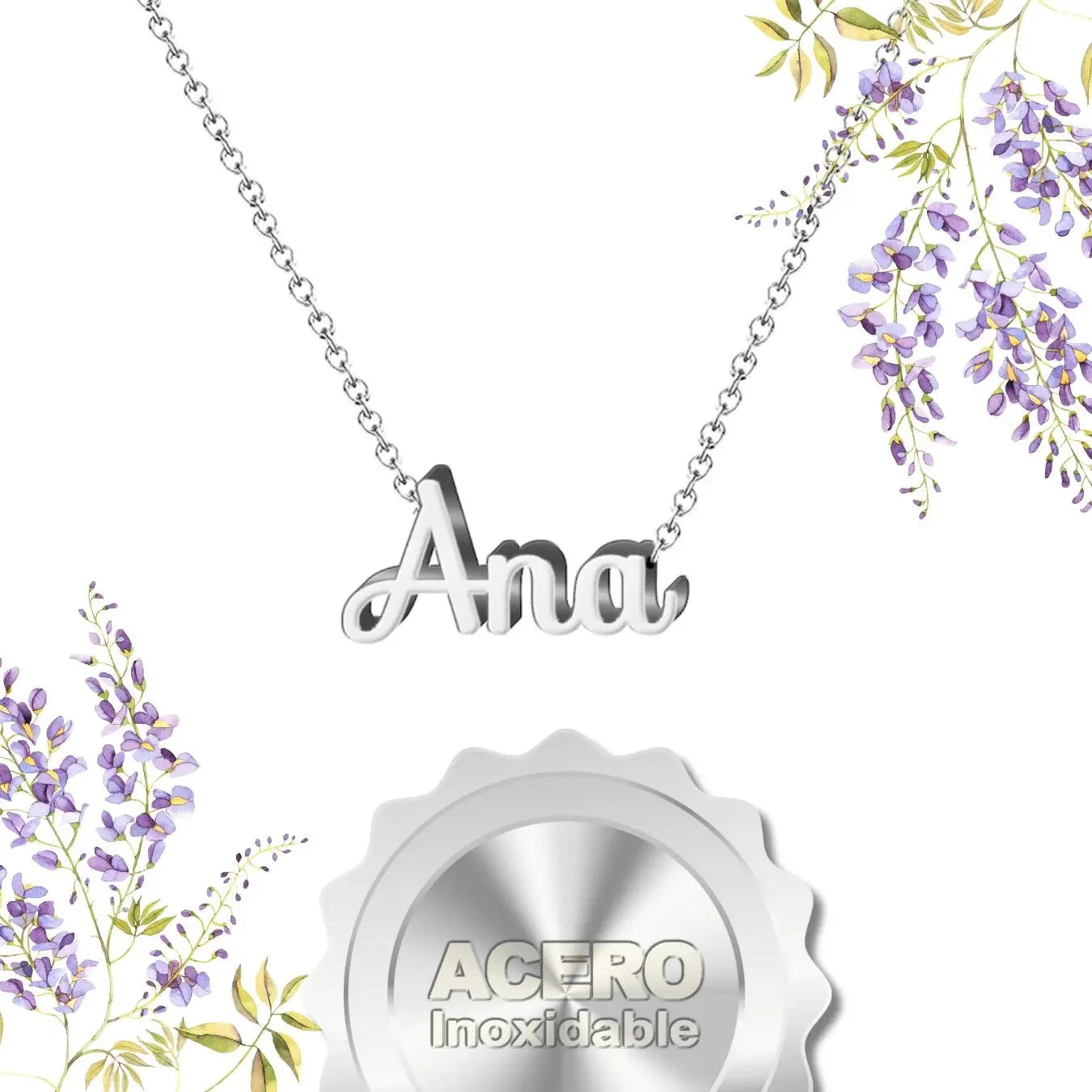 Collar Edición Nombre "ana" - Acero Tono Plateado textura