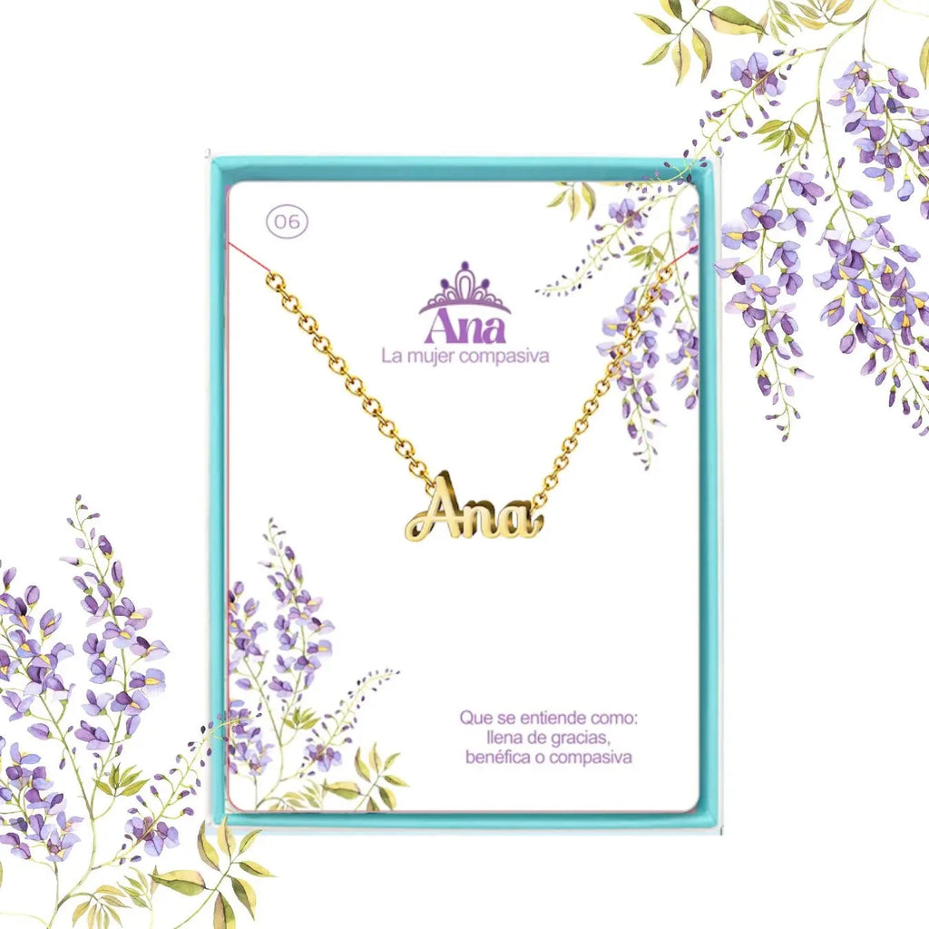 Collar Edición Nombre "ana" - la Elegancia de la Gracia Bañada en Oro 14K acabado