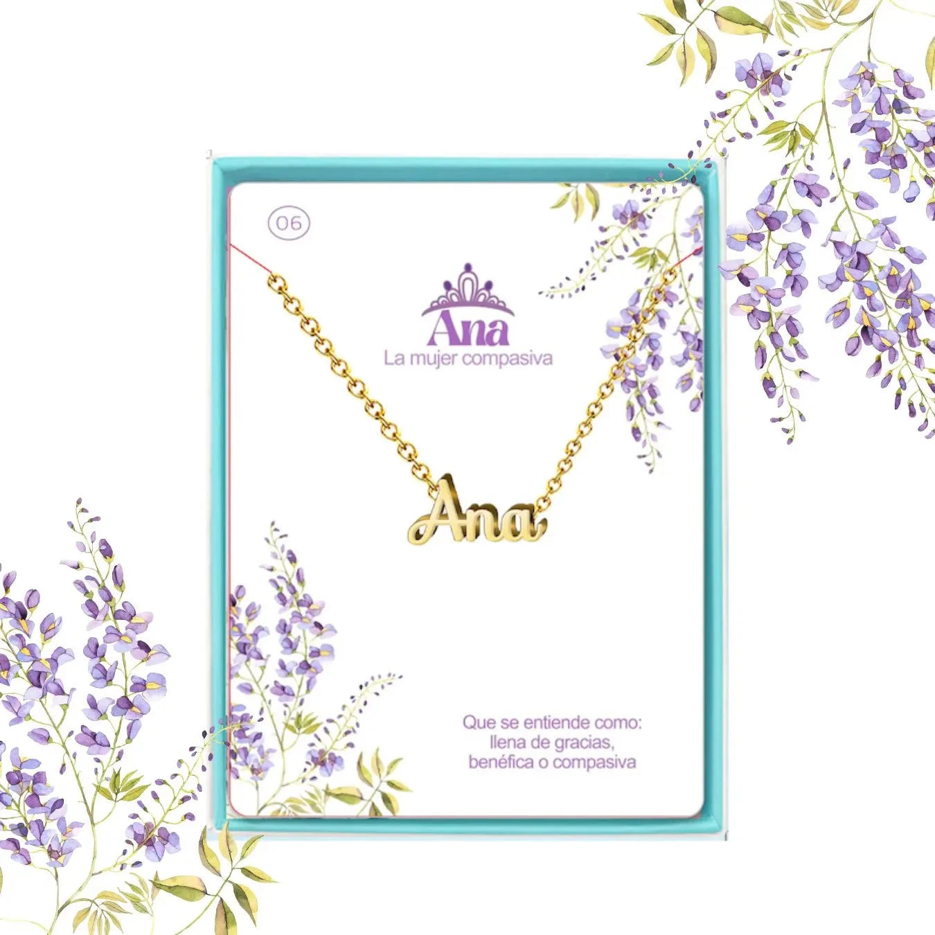 Collar Edición Nombre "ana" - la Elegancia de la Gracia Bañada en Oro 14K acabado