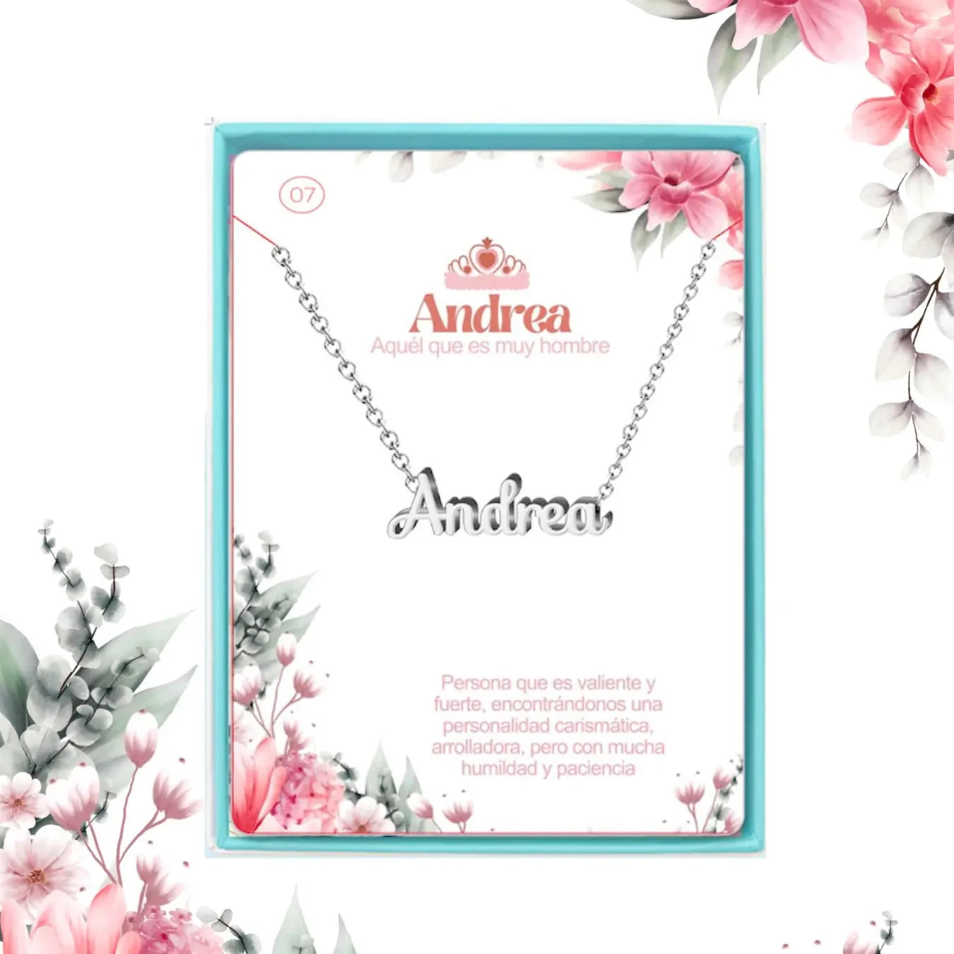 Collar Edición Nombre "andrea" - Acero Tono Plateado acabado