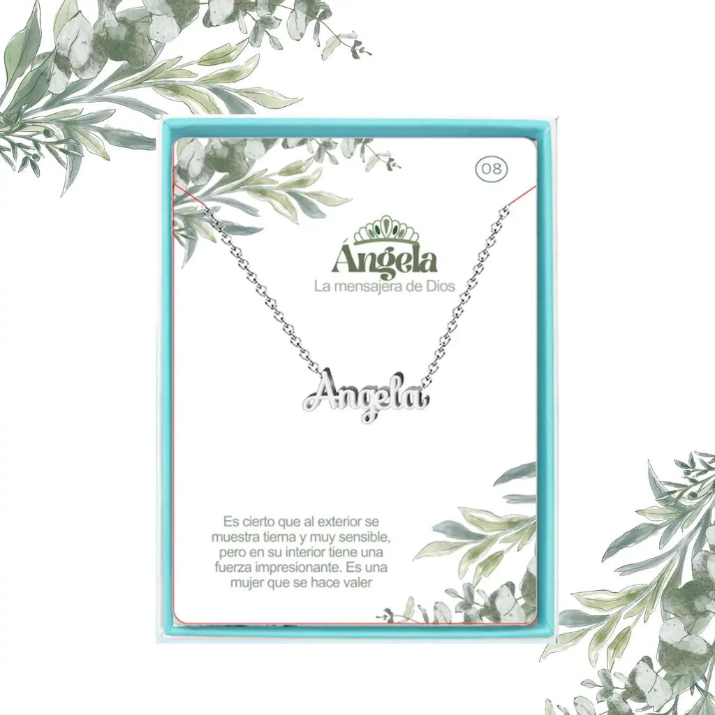 Collar Edición Nombre "ángela" - Acero Tono Plateado acabado