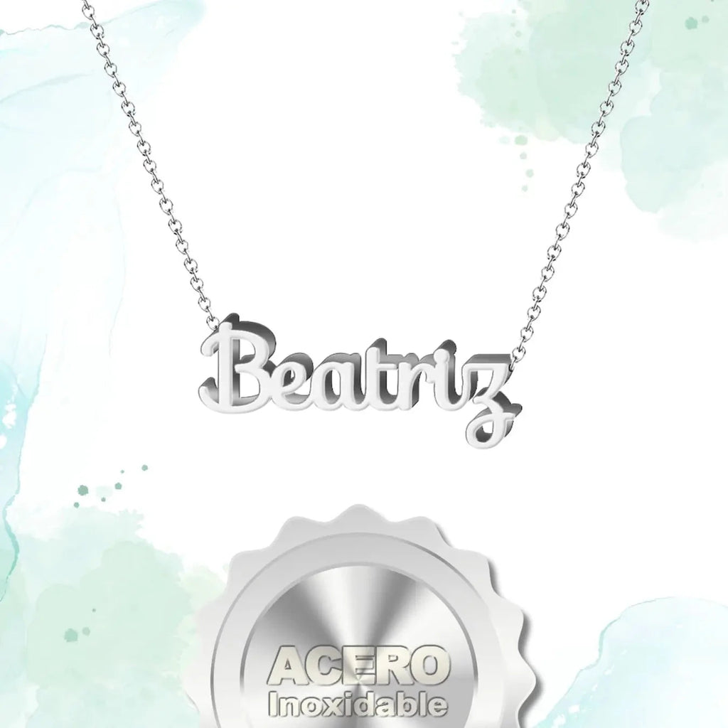 Collar Edición Nombre "beatriz" - Acero Tono Plateado textura