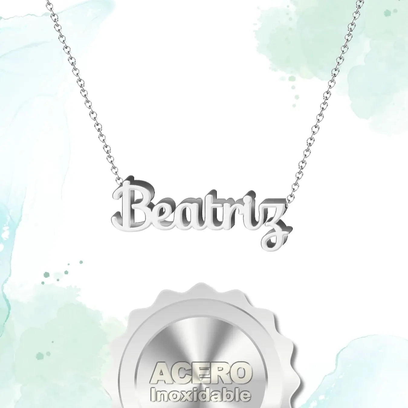 Collar Edición Nombre "beatriz" - Acero Tono Plateado textura