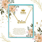 Collar Edición Nombre "belén" - Calidez de Hogar Bañada en Oro 14K acabado