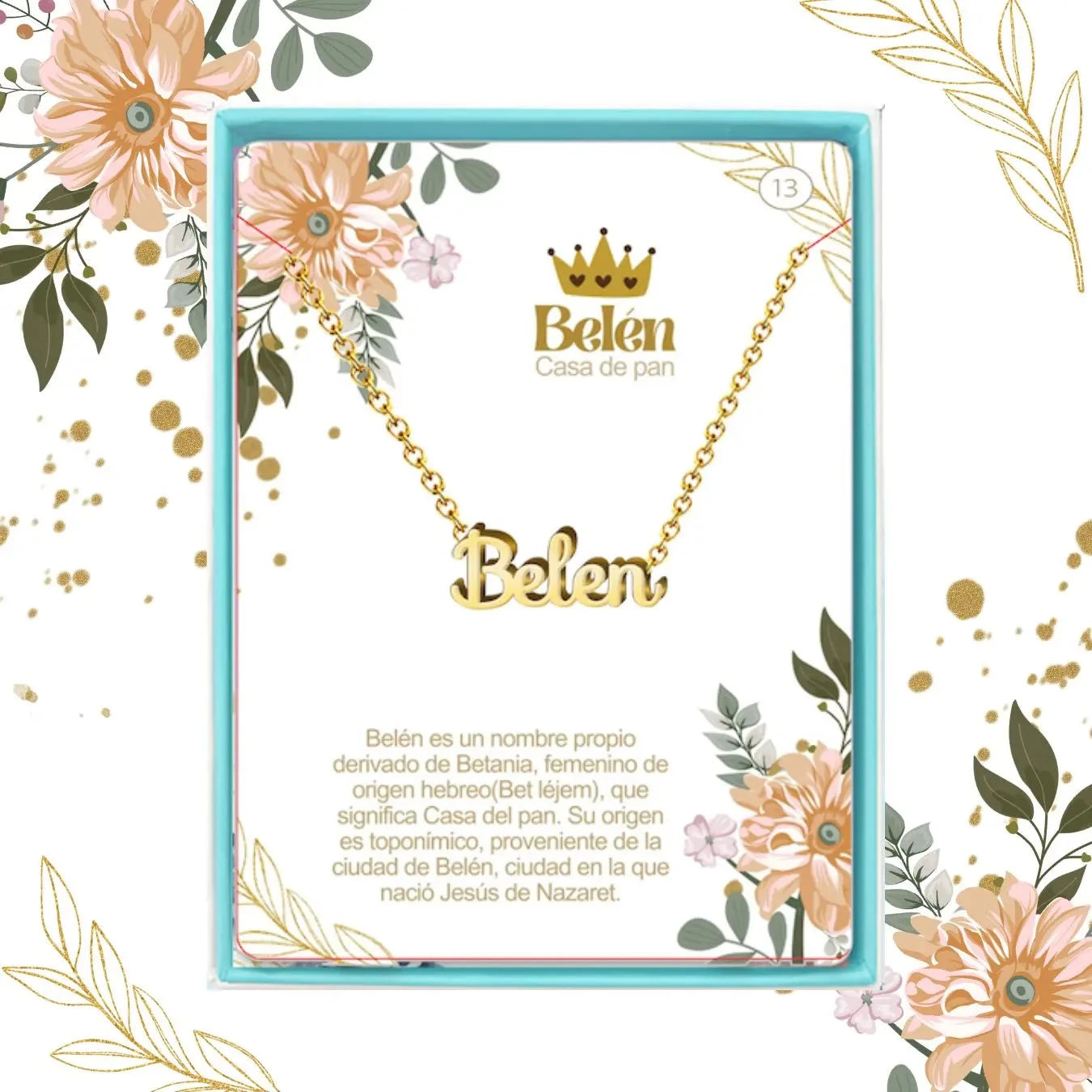 Collar Edición Nombre "belén" - Calidez de Hogar Bañada en Oro 14K acabado