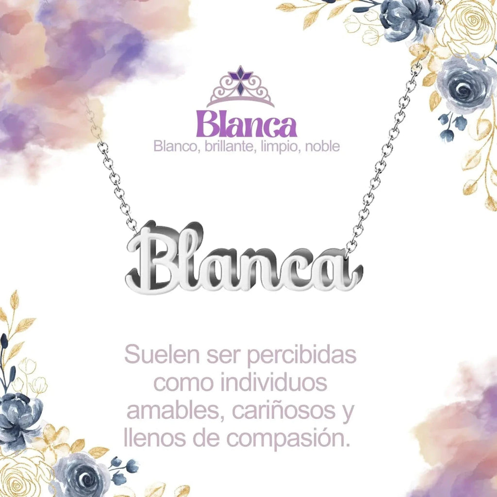 Collar con nombre Blanca en acero inoxidable plateado resistente al agua joya limpia regalo para mujer sincera.
