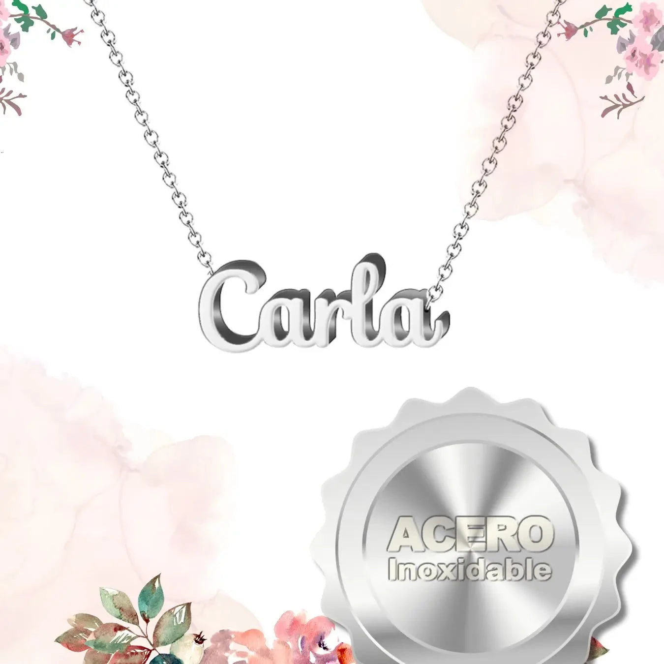 Collar Edición Nombre "carla" - Acero Tono Plateado textura
