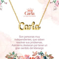 Collar con nombre Carla diseño audaz bañado en oro 14k significado de mujer fuerte y libre regalo mujer segura.