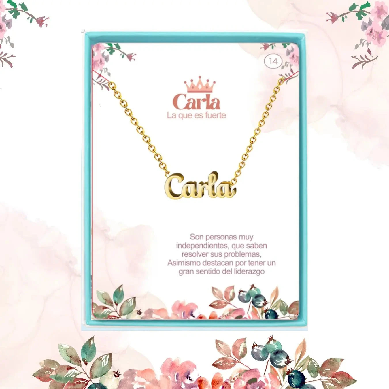 Collar Edición Nombre "carla" - Fuerza Y Libertad Bañada en Oro 14K acabado