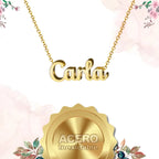 Collar Edición Nombre "carla" - Fuerza Y Libertad Bañada en Oro 14K textura