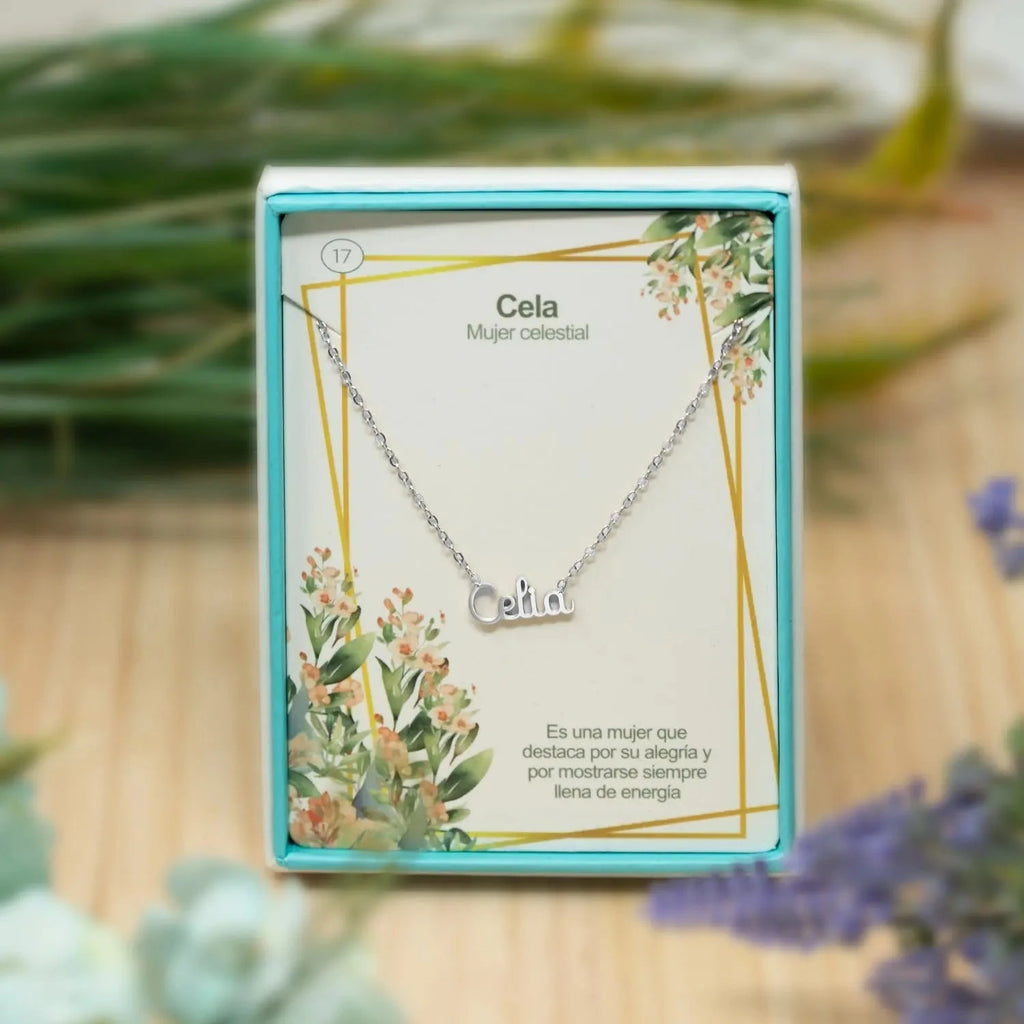 Collar Edición Nombre "celia" - Acero Tono Plateado detalle