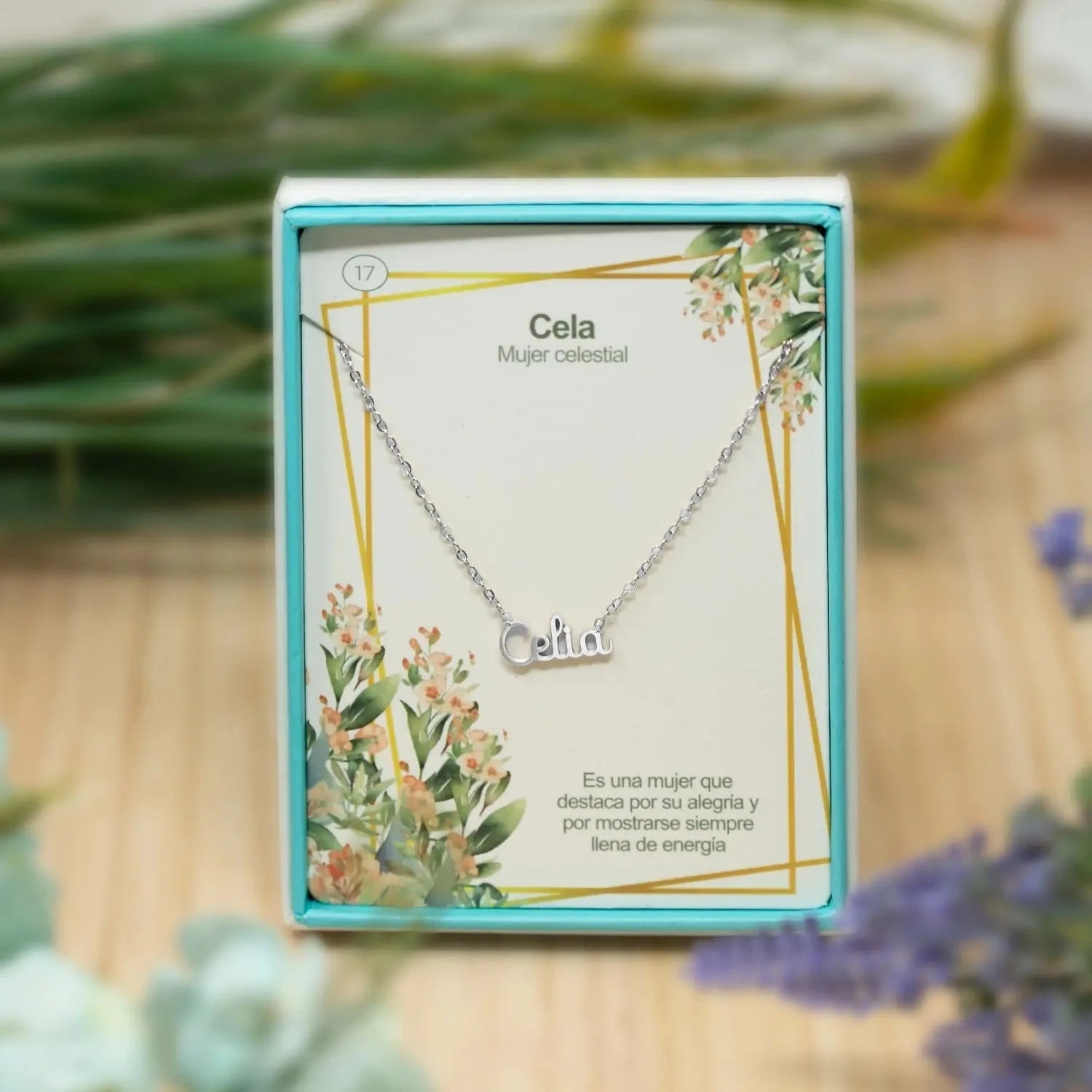 Collar Edición Nombre "celia" - Acero Tono Plateado detalle