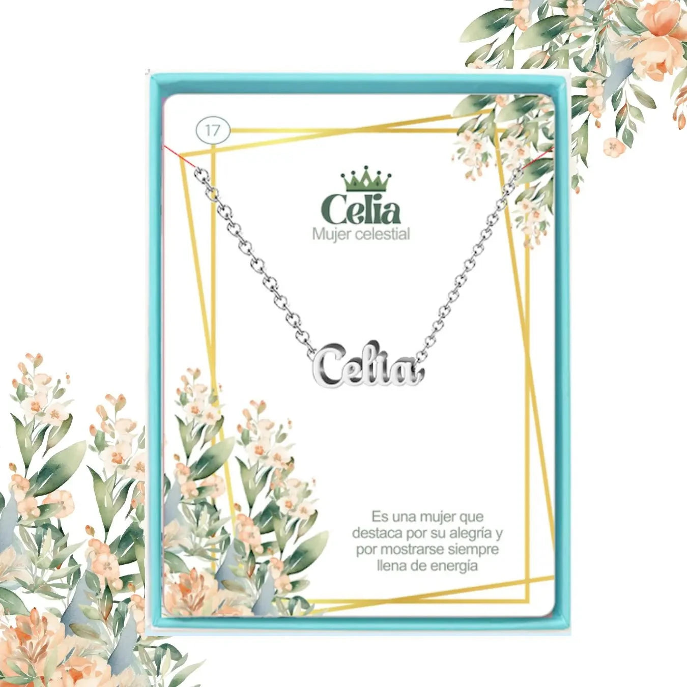 Collar Edición Nombre "celia" - Acero Tono Plateado acabado