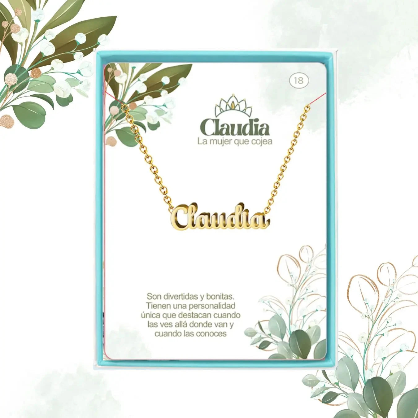 Collar Edición Nombre "claudia" - Nobleza Y Distinción Bañada en Oro 14K acabado