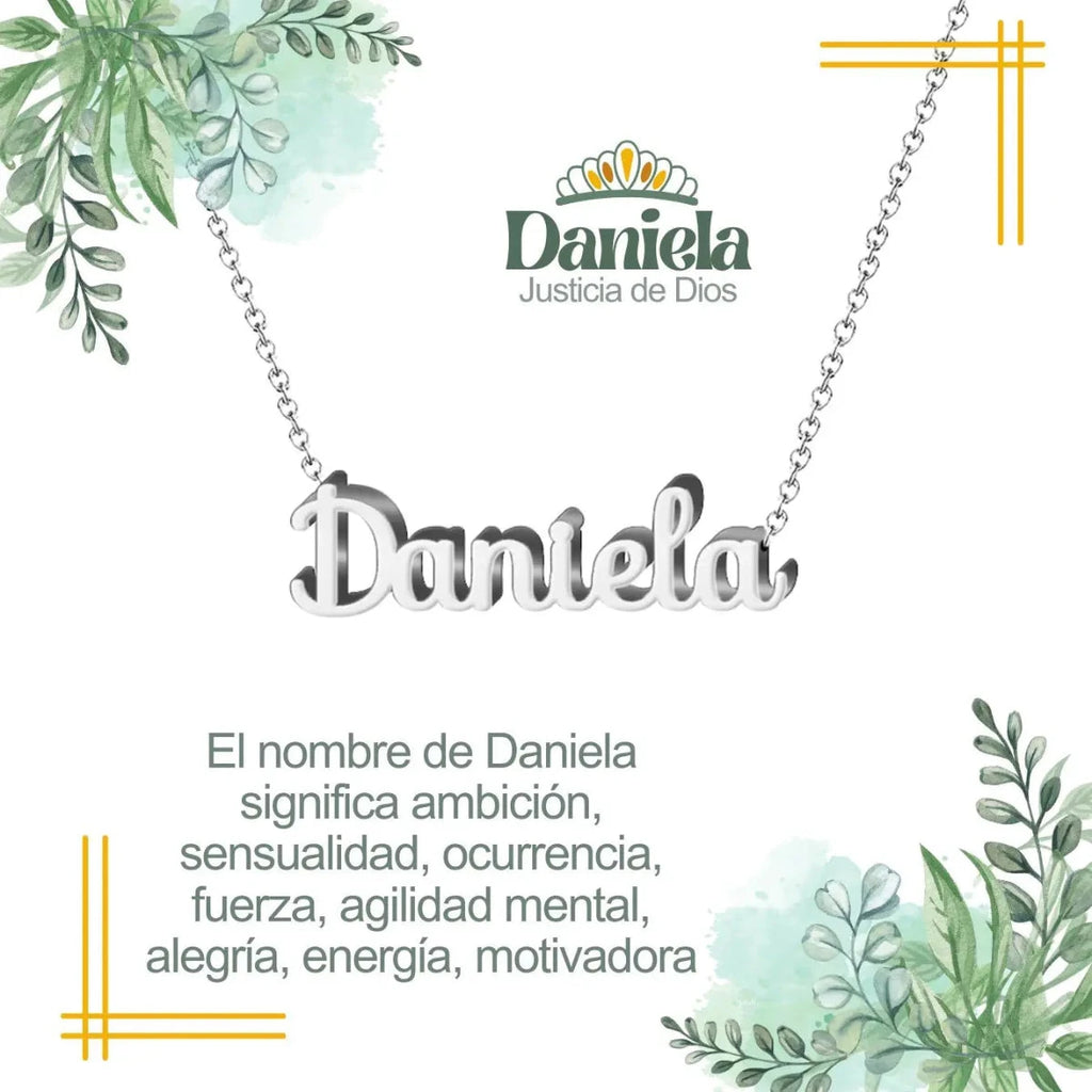 Collar con nombre Daniela en acero inoxidable plateado resistente al agua joya fuerte regalo para mujer con carácter.
