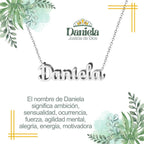 Collar con nombre Daniela en acero inoxidable plateado resistente al agua joya fuerte regalo para mujer con carácter.