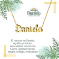 Collar Nombre Daniela - Confianza y Justicia dorado 14k