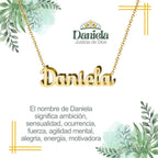 Collar Nombre Daniela - Confianza y Justicia dorado 14k