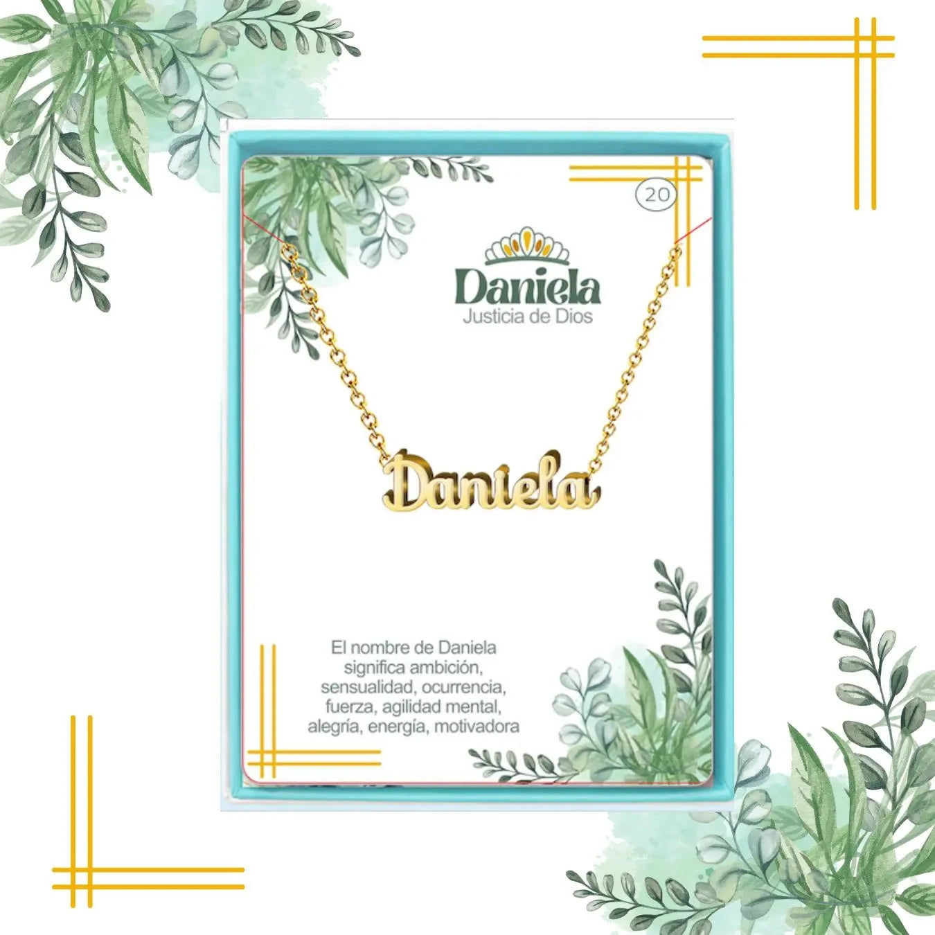 Collar Edición Nombre "daniela" - Confianza Y Justicia Bañada en Oro 14K acabado