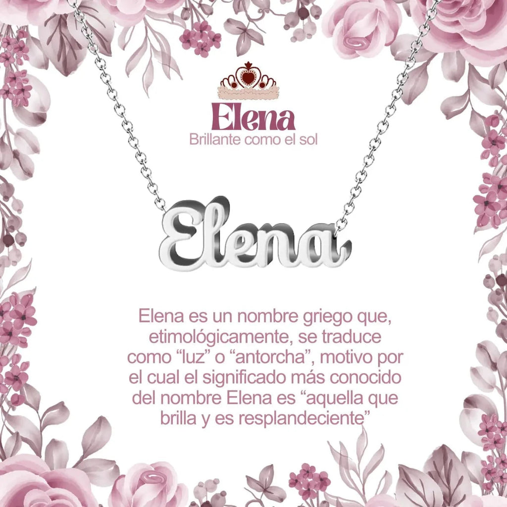 Collar con nombre Elena en acero inoxidable plateado resistente al agua joya brillante regalo para mujer inteligente.