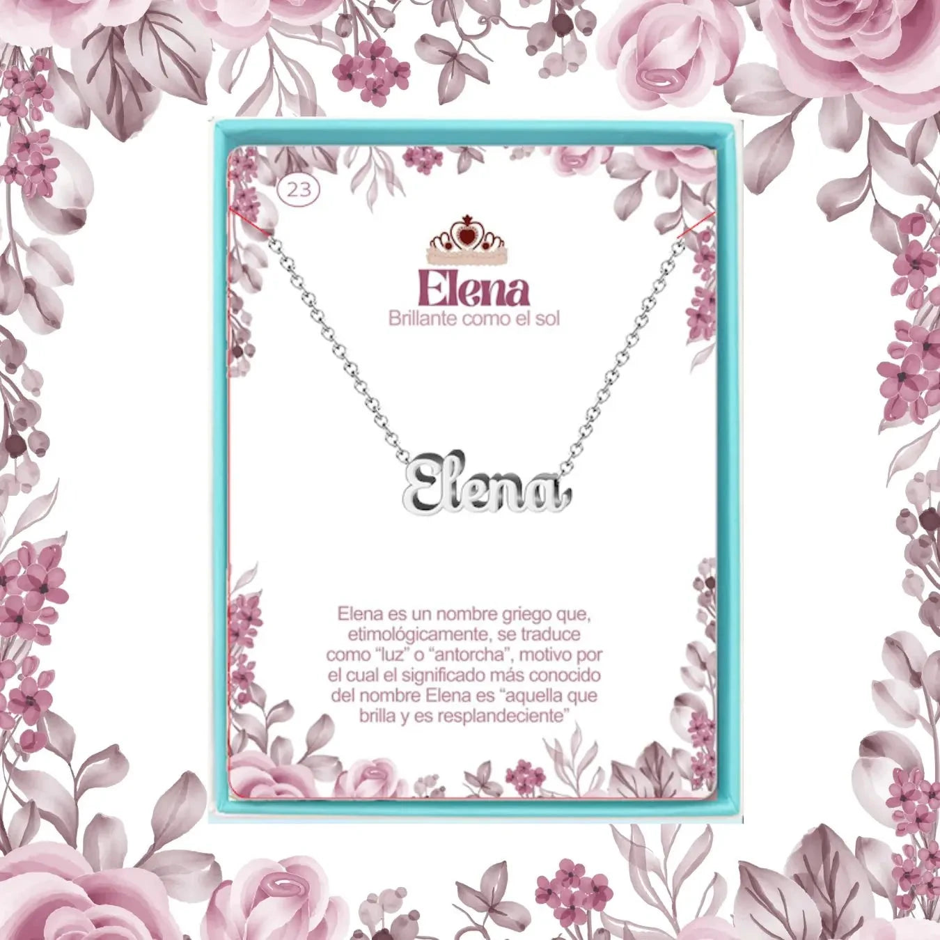 Collar Edición Nombre "elena" - Acero Tono Plateado acabado