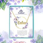 Collar Edición Nombre "esther" - Brillo de Estrella Bañada en Oro 14K acabado