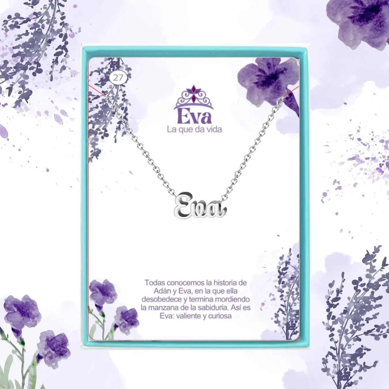 Collar Edición Nombre "eva" - Acero Tono Plateado acabado