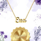 Collar Edición Nombre "eva" - Fuente de Vida Bañada en Oro 14K textura