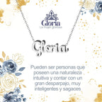 Collar con nombre Gloria en acero inoxidable plateado resistente al agua joya triunfal regalo para mujer alegre.