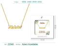 Collar dorado con nombre Abbie escrito en inglés diseño elegante y acabado brillante