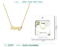 Collar dorado con nombre Amy escrito en inglés diseño elegante y acabado brillante