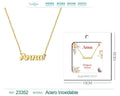 Collar dorado con nombre Anna escrito en inglés con doble N diseño elegante y acabado brillante