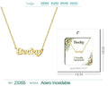 Collar dorado con nombre Becky escrito en inglés diseño juvenil y acabado brillante