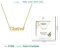 Collar dorado con nombre Claire escrito en inglés diseño sofisticado y acabado brillante