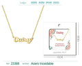 Collar dorado con nombre Daisy escrito en inglés diseño juvenil y acabado brillante