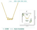 Collar dorado con nombre Eva escrito en cursiva diseño minimalista y acabado brillante