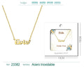 Collar dorado con nombre Evie escrito en inglés diseño dulce y acabado brillante