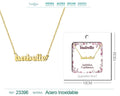 Collar dorado con nombre Isabelle escrito en cursiva diseño chic francés y acabado brillante