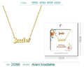 Collar dorado con nombre Jade escrito en cursiva diseño inspirado en piedras preciosas y acabado brillante
