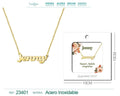 Collar dorado con nombre Jenny escrito en cursiva diseño retro clásico y acabado brillante