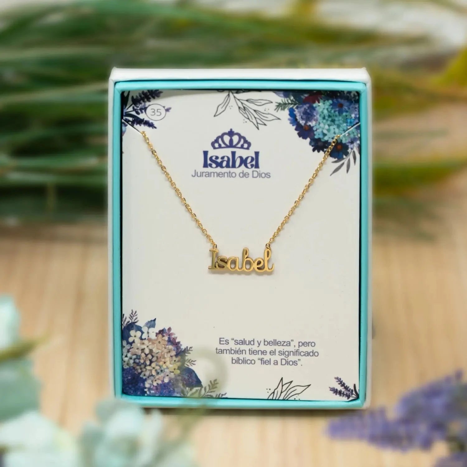 Collar Edición Nombre "isabel" - Elegancia Real Bañada en Oro 14K detalle