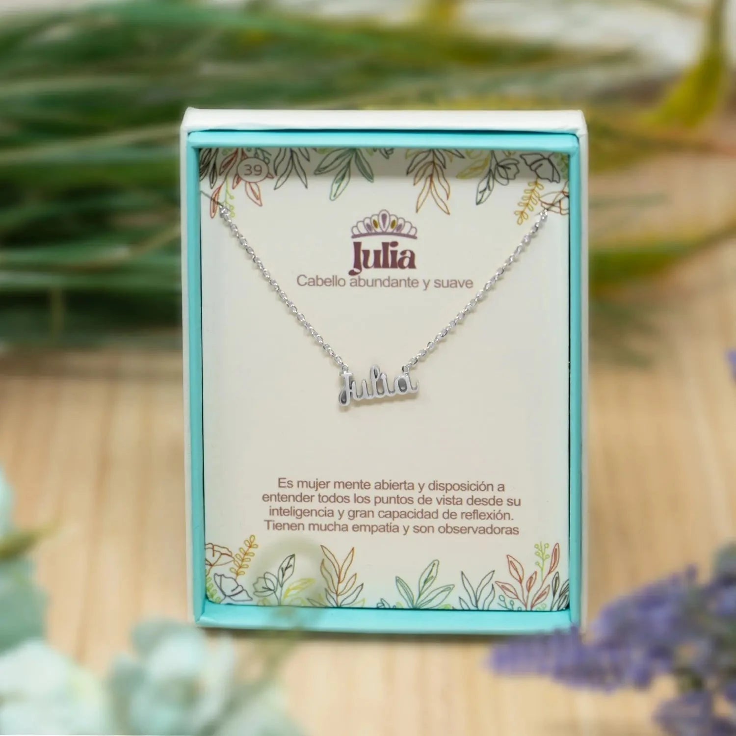 Collar Edición Nombre "julia" - Acero Tono Plateado detalle