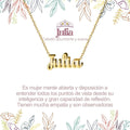 Collar con nombre Julia diseño clásico bañado en oro 14k significado de juventud y elegancia regalo mujer dulce.