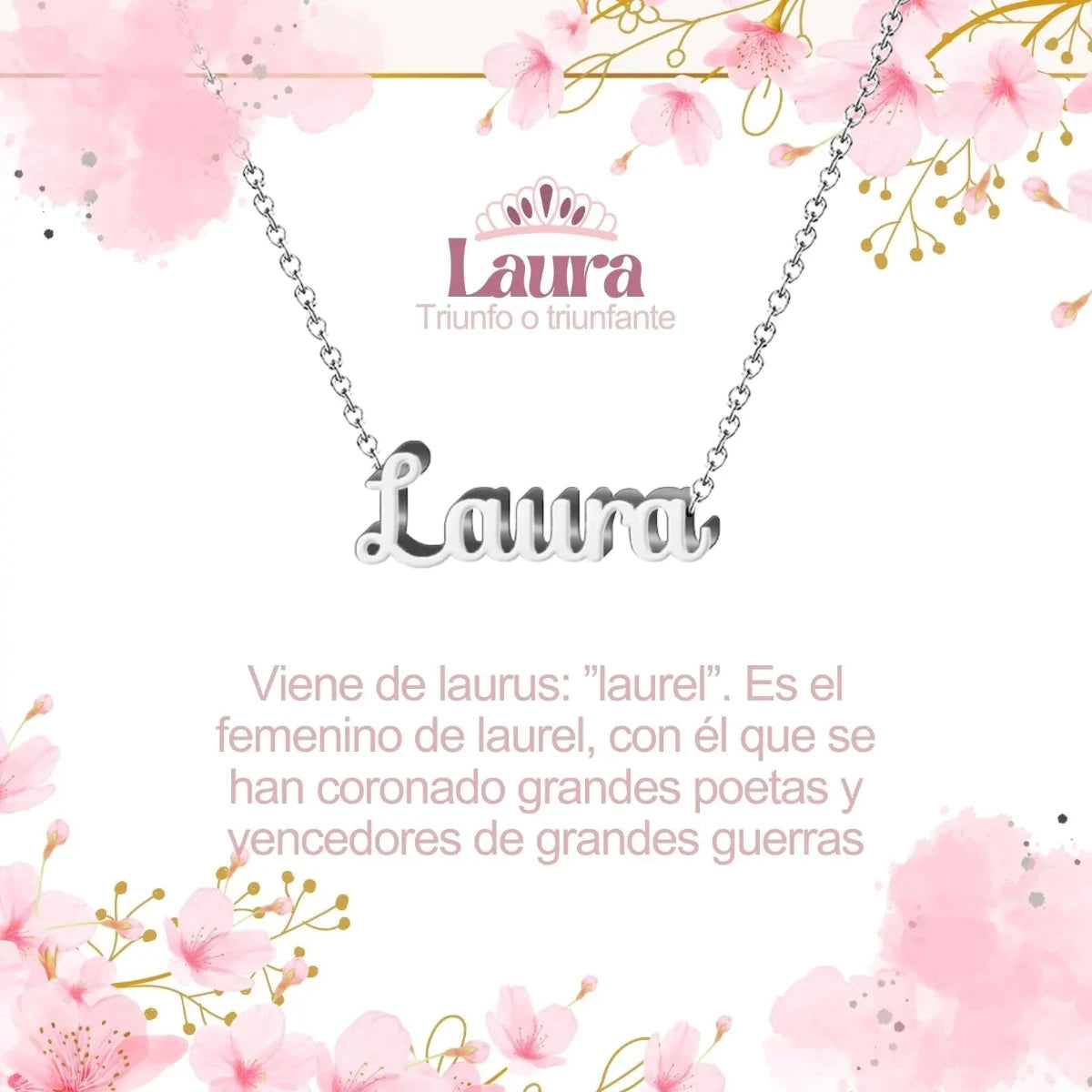 Collar con nombre Laura en acero inoxidable plateado resistente al agua joya fuerte regalo para mujer resiliente.